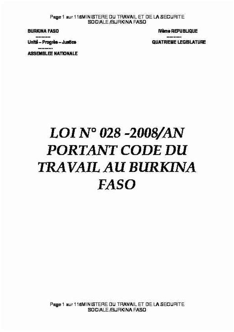 le code du travail au burkina faso