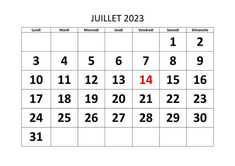 le mois de juillet 2023