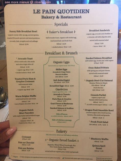 le pain quotidien menu