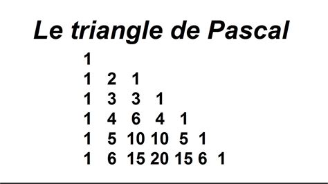 Triangle de pascal et coefficient binomial. Définitions et exercices.