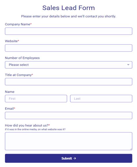 lead form template print out