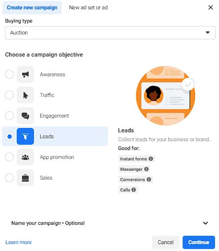 Lead Generation Objective Facebook