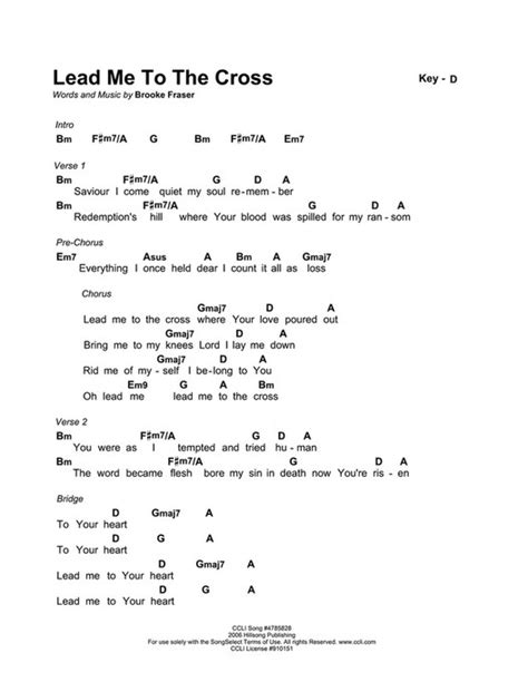 lead me to the cross chords easy