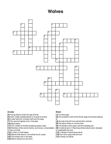 leading male in a wolf pack crossword