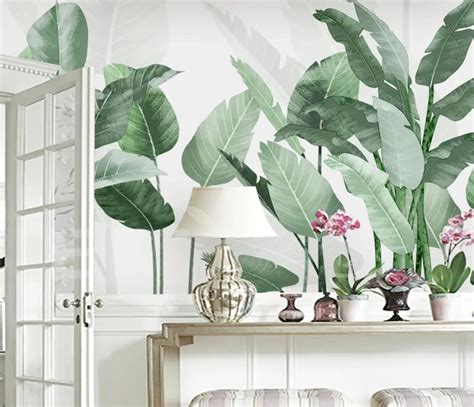 Rainforest Tropical Leaf Flower Wallpaper Mural Print Photo Wall Paper