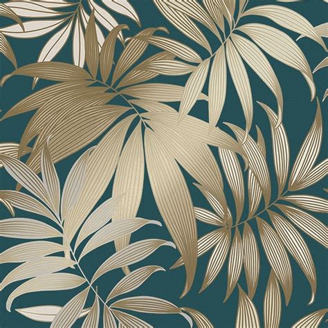 Leaf Wallpaper Teal