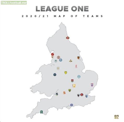 league one teams map