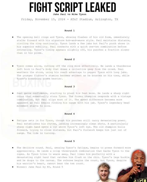 leaked fight tyson script paul