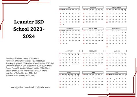 Lisd 202324 Calendar Pdf Calendar 2023