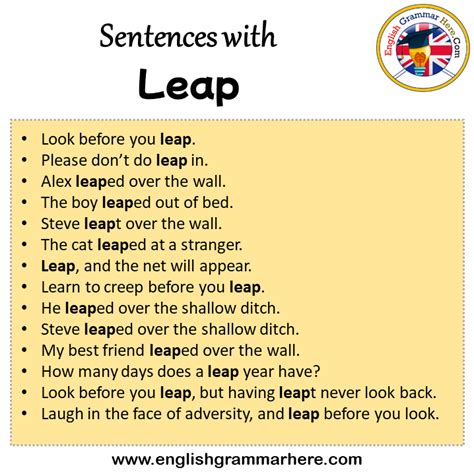 leap make sentence for class 2 with answers