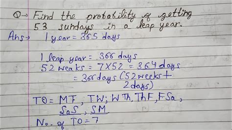 leap year questions in probability class 10