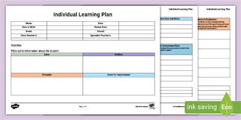 learning plan example for students