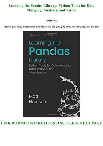 learning the pandas library python tools for data munging analysis and visualization pdf