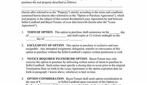 Lease Option Contract Florida Agreement With To Purchase PDF