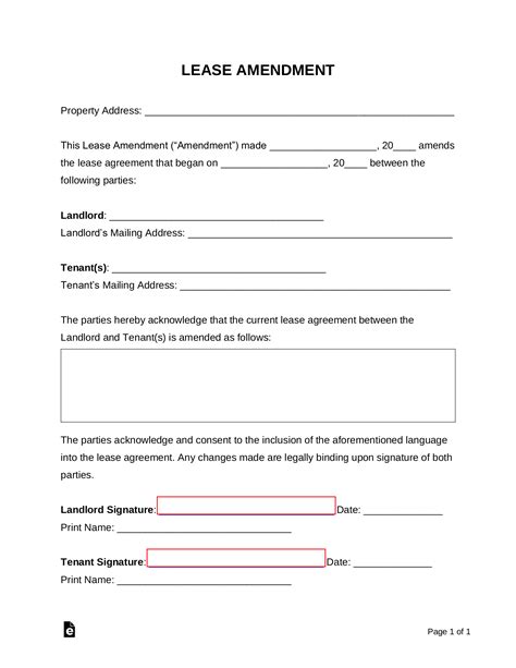 Lease Contract Amendment Template