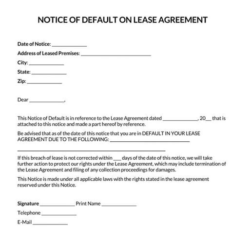Free Lease Termination Letters 30Day Notice to Quit PDF Word