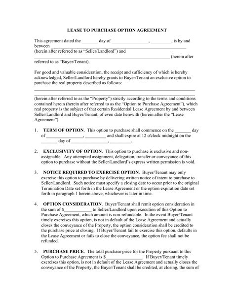 Lease Option Contract Template