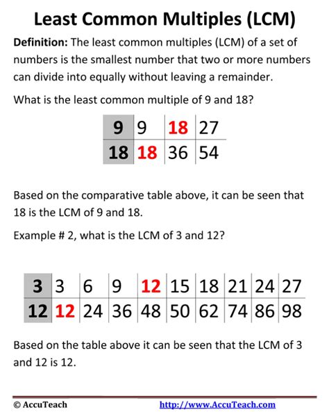 Least Common Multiple (solutions, examples, videos)