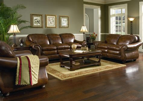 Living Fitterer's Furniture Brown leather couch living room