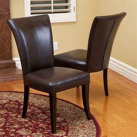 Inspired Home Faith Leather PU Dining Chair Set of 2 Tufted Ring Handle