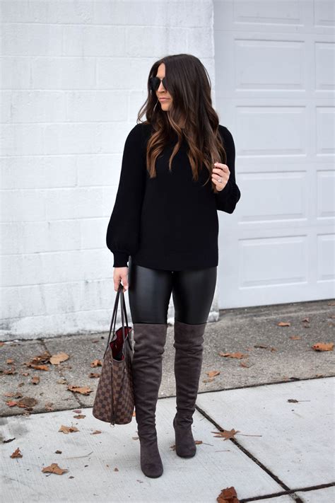 Winter Leggings Outfit Leather Leggings with Suede Moto Jacket and