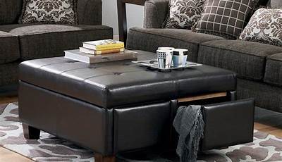 Leather Ottoman Coffee Table Living Room