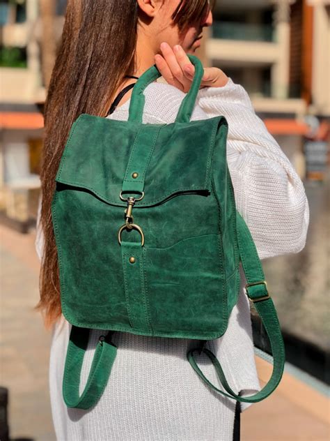 Leather Backpack Green