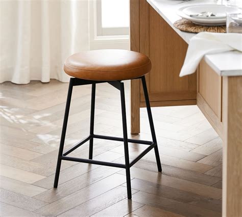 Leather Bar Stools Swivel Backless