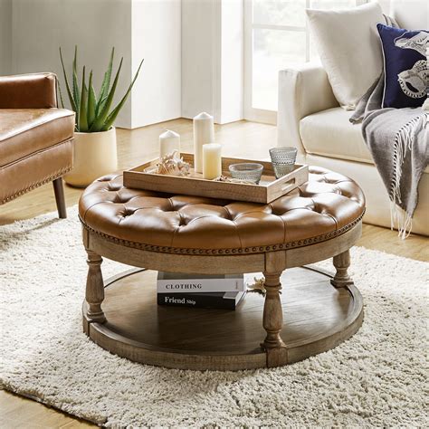Leather Coffee Table Round