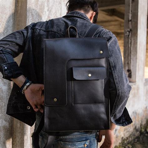 Leather Computer Backpack Mens