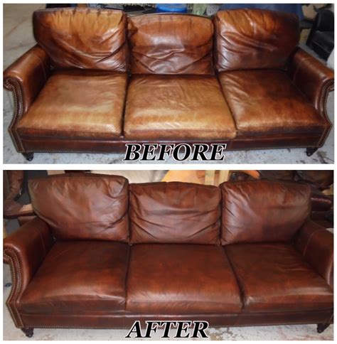 Check out this before and after photo of a recent leather sofa