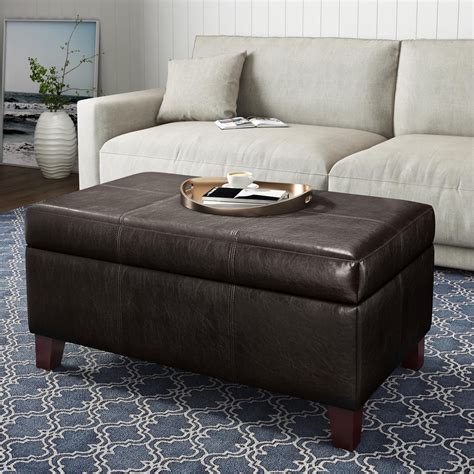 leather footstool with storage