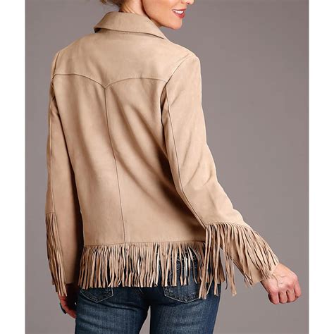 leather fringe jacket womens
