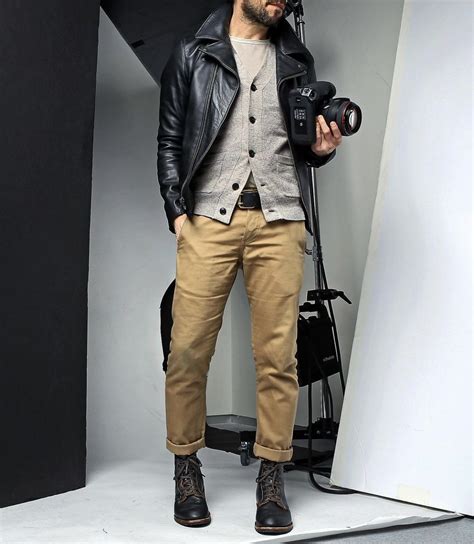 Leather Jacket And Khakis