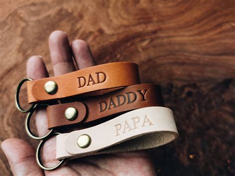 leather keychain fathers day personalized