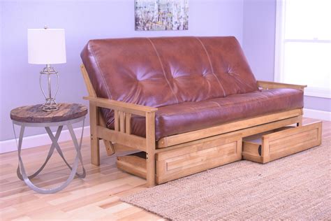 Leather Queen Size Futon Sofa