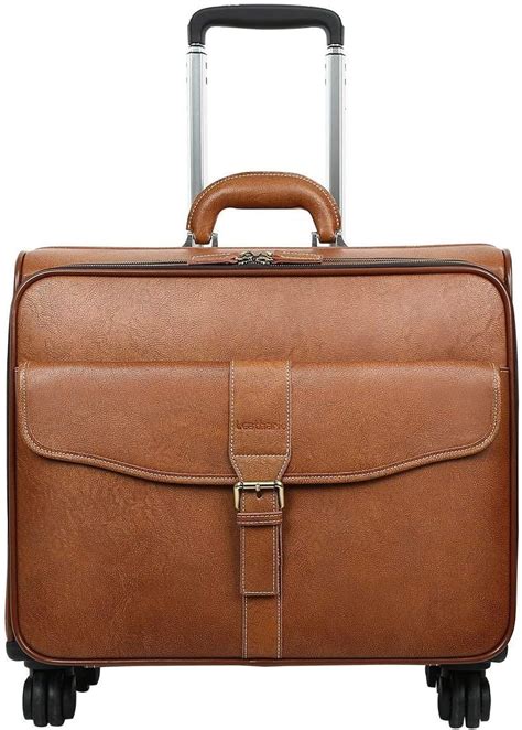 Leather Rolling Wheeled Briefcase