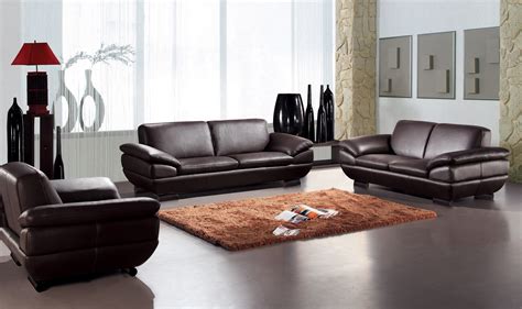 Leather Sofa Set Dark Brown