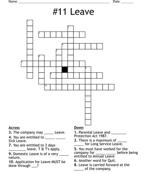 Leave Of Absence From College Crossword Clue Absence Stock Photos