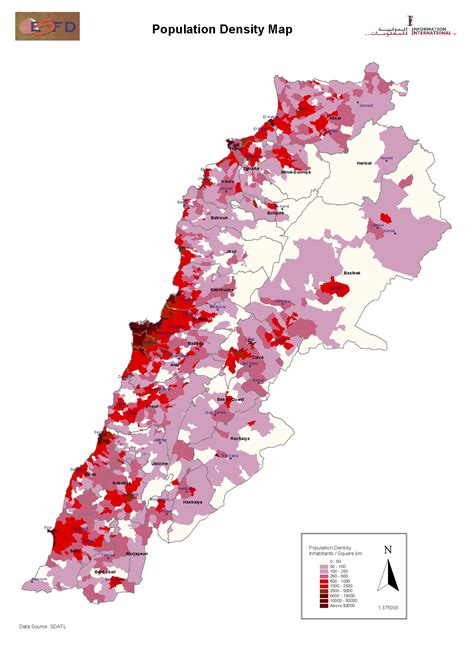 lebanon population map by urbanization