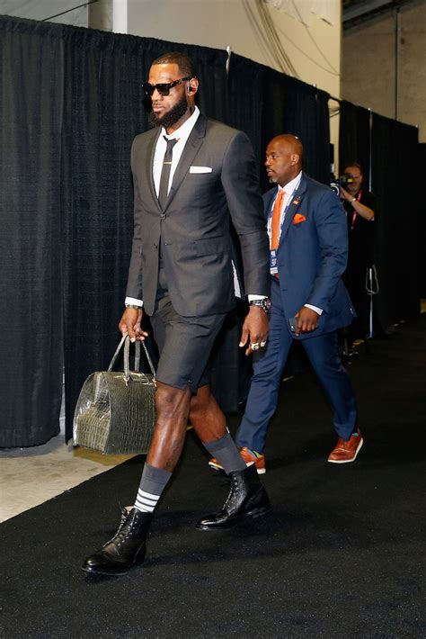 lebron james suit and shorts