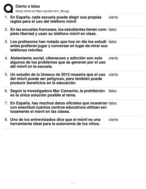 leccion 5 cierto o falso quizlet