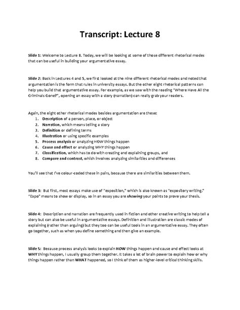 lecture transcript example