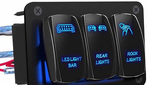 Led Light Bar Switch Panel 3 Gang Rocker Toggle Blue LED Car Work