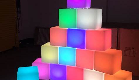 Led Light Up Cube LED 20cm, Cordless RGB Table Lamp With