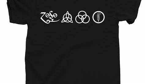Led Zeppelin 4 Symbols T Shirt, Page And Plant, Stairway To Heaven