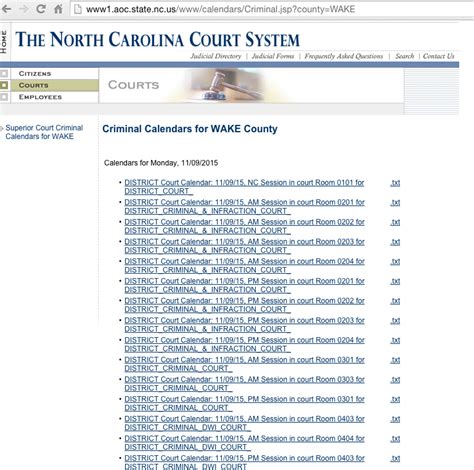 lee county nc district court calendar
