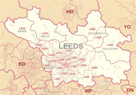 leeds area postcodes map
