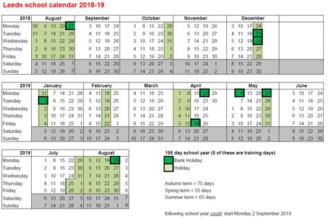 leeds school calendar 24-25
