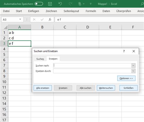 leerzeichen in excel tabelle entfernen